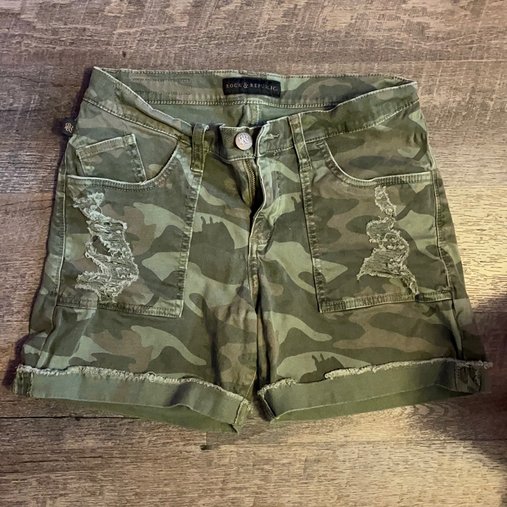 Rock & Republic Bumpershoot Camo Jean Shorts
